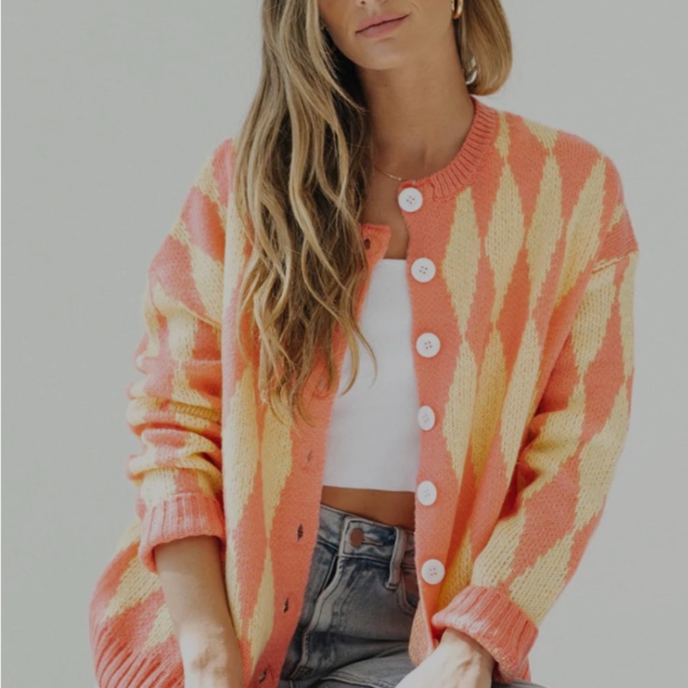 Luca & Grae Fool For You Pink Cardigan by Aspyn Ovard (You Tube) Size XL
